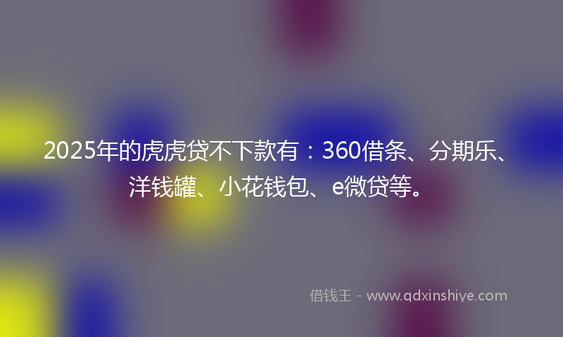 2025年的虎虎贷不下款有：360借条、分期乐、洋钱罐、小花钱包、e微贷等。