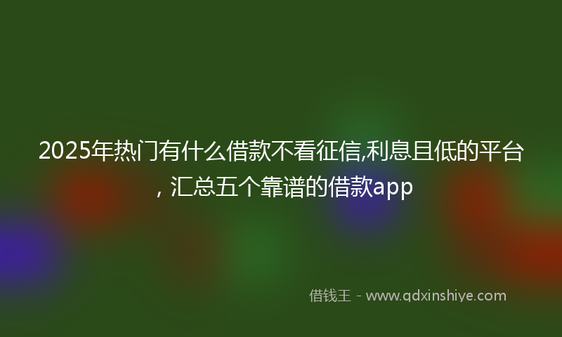 2025年热门有什么借款不看征信,利息且低的平台，汇总五个靠谱的借款app