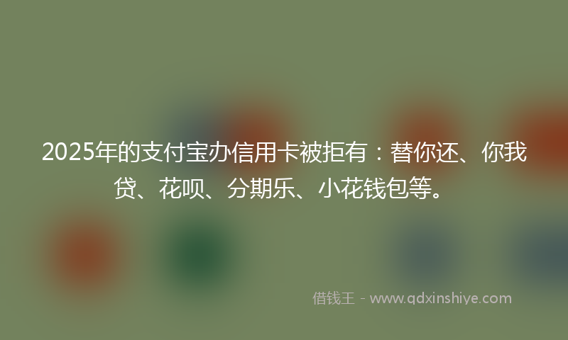 2025年的支付宝办信用卡被拒有：替你还、你我贷、花呗、分期乐、小花钱包等。