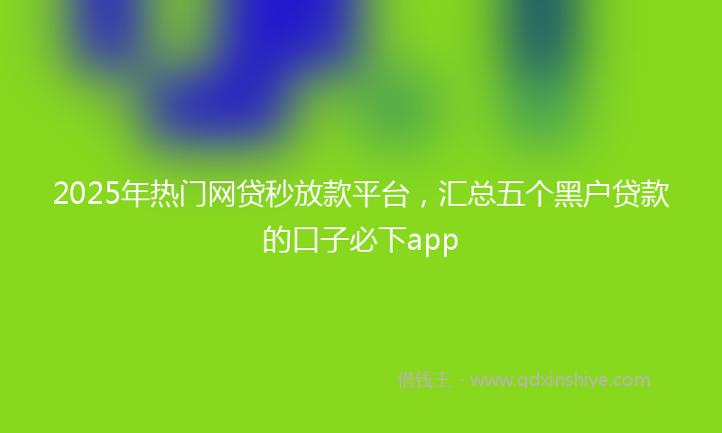 2025年热门网贷秒放款平台，汇总五个黑户贷款的口子必下app
