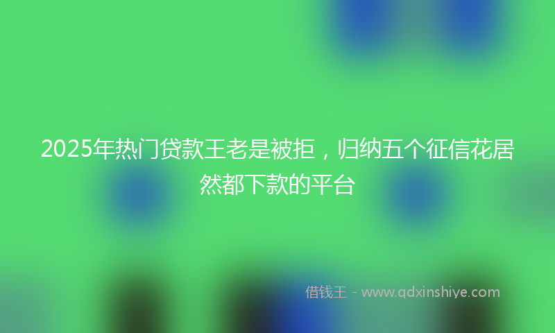 2025年热门贷款王老是被拒，归纳五个征信花居然都下款的平台