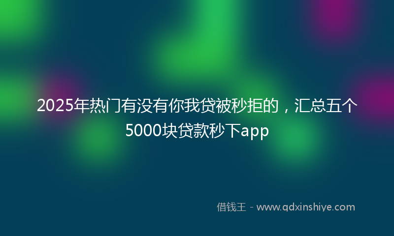 2025年热门有没有你我贷被秒拒的，汇总五个5000块贷款秒下app