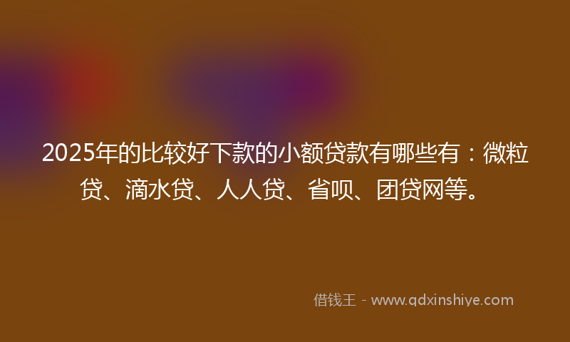 2025年的比较好下款的小额贷款有哪些有：微粒贷、滴水贷、人人贷、省呗、团贷网等。