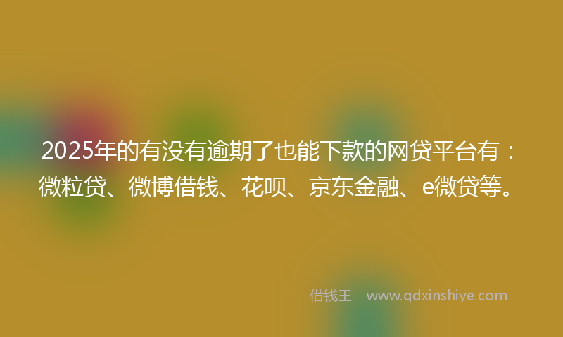 2025年的有没有逾期了也能下款的网贷平台有：微粒贷、微博借钱、花呗、京东金融、e微贷等。