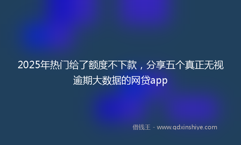 2025年热门给了额度不下款，分享五个真正无视逾期大数据的网贷app