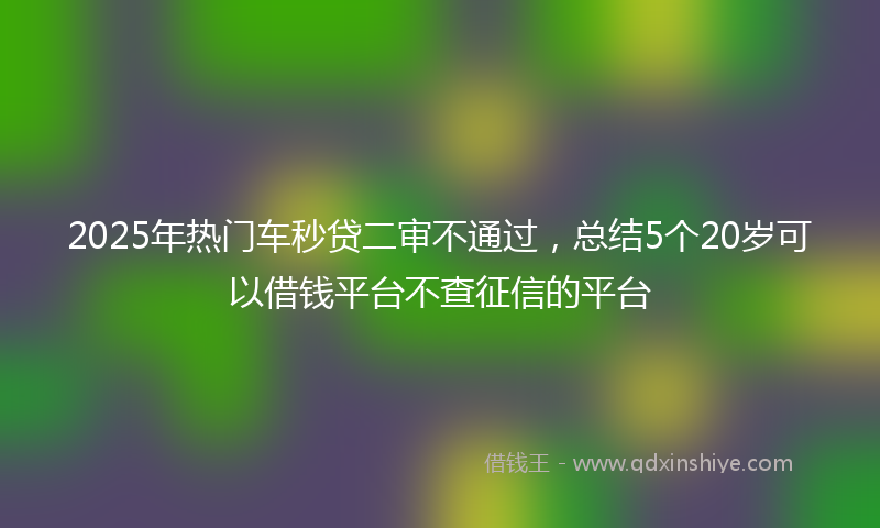 2025年热门车秒贷二审不通过，总结5个20岁可以借钱平台不查征信的平台
