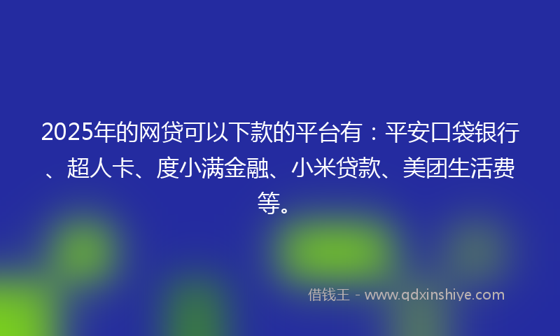 2025年的网贷可以下款的平台有：平安口袋银行、超人卡、度小满金融、小米贷款、美团生活费等。