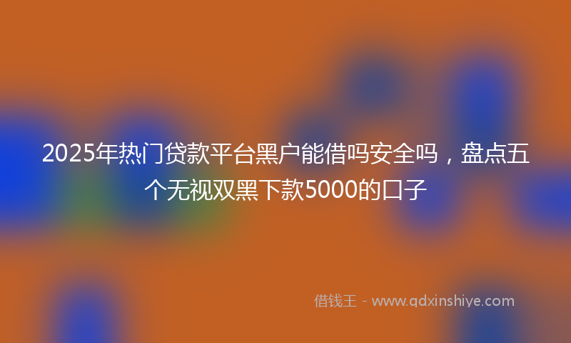 2025年热门贷款平台黑户能借吗安全吗，盘点五个无视双黑下款5000的口子