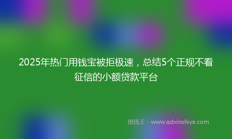 2025年热门用钱宝被拒极速，总结5个正规不看征信的小额贷款平台