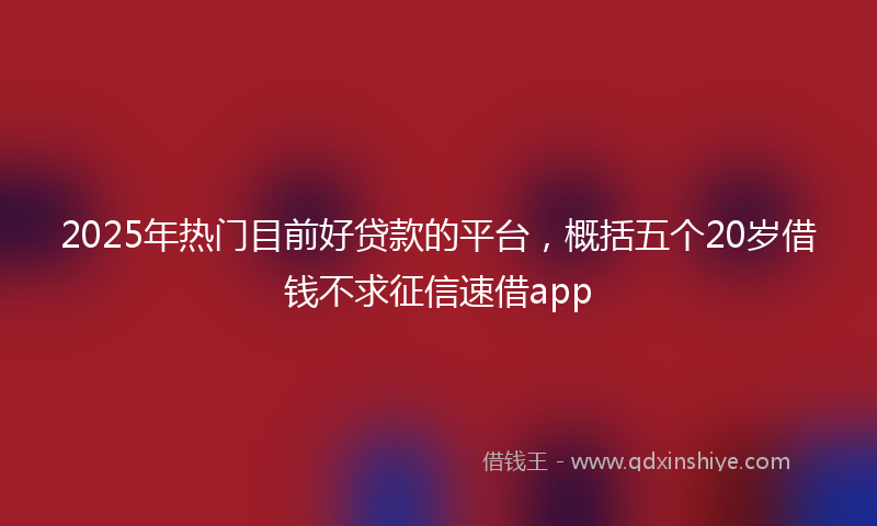 2025年热门目前好贷款的平台，概括五个20岁借钱不求征信速借app