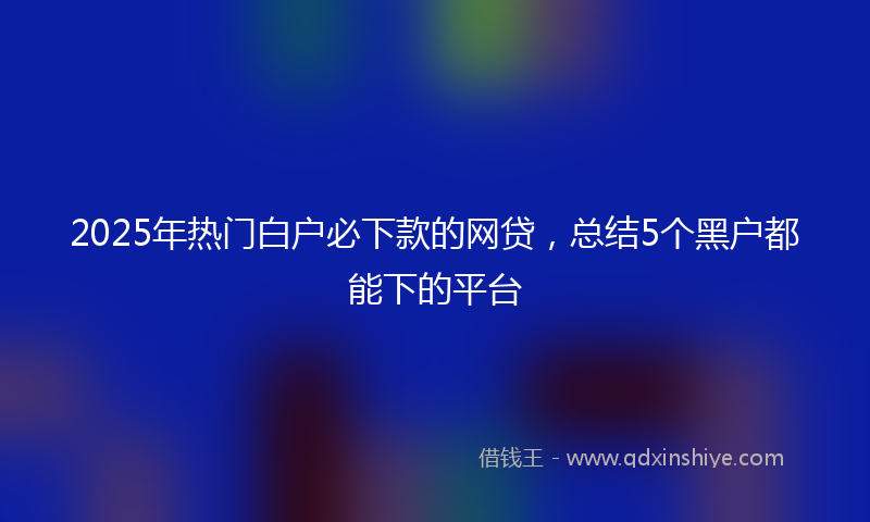 2025年热门白户必下款的网贷，总结5个黑户都能下的平台