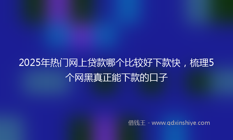 2025年热门网上贷款哪个比较好下款快，梳理5个网黑真正能下款的口子