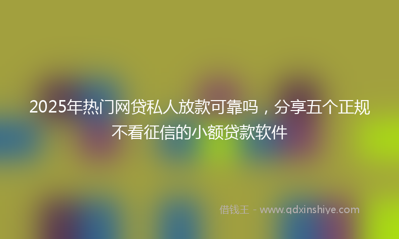 2025年热门网贷私人放款可靠吗，分享五个正规不看征信的小额贷款软件