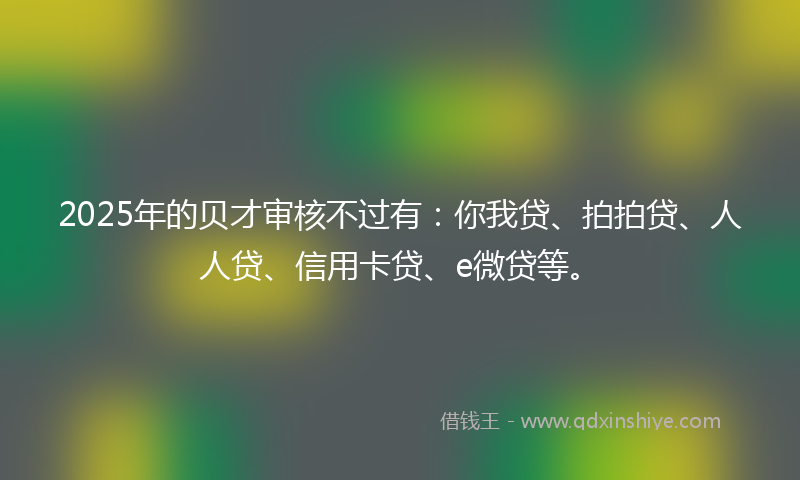 2025年的贝才审核不过有：你我贷、拍拍贷、人人贷、信用卡贷、e微贷等。