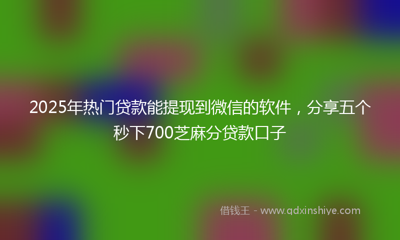 2025年热门贷款能提现到微信的软件，分享五个秒下700芝麻分贷款口子