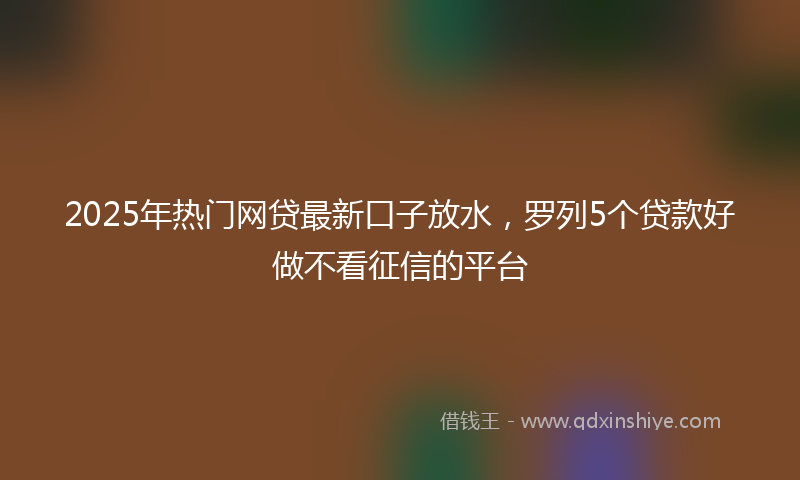 2025年热门网贷最新口子放水，罗列5个贷款好做不看征信的平台