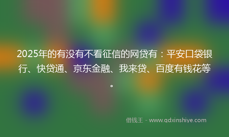 2025年的有没有不看征信的网贷有：平安口袋银行、快贷通、京东金融、我来贷、百度有钱花等。