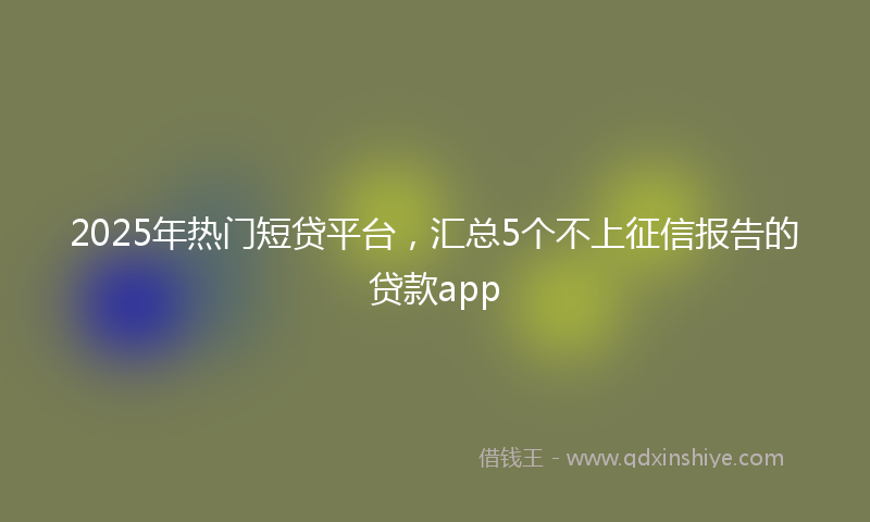 2025年热门短贷平台，汇总5个不上征信报告的贷款app