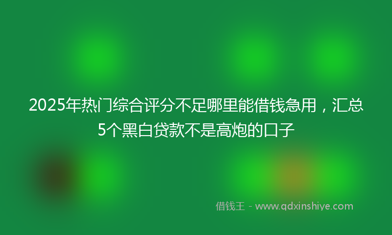 2025年热门综合评分不足哪里能借钱急用，汇总5个黑白贷款不是高炮的口子