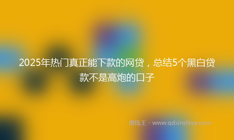 2025年热门真正能下款的网贷，总结5个黑白贷款不是高炮的口子