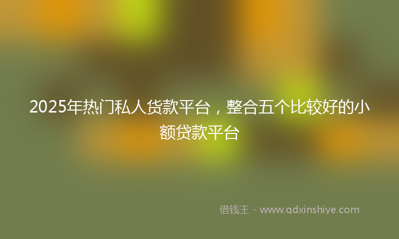 2025年热门私人货款平台，整合五个比较好的小额贷款平台