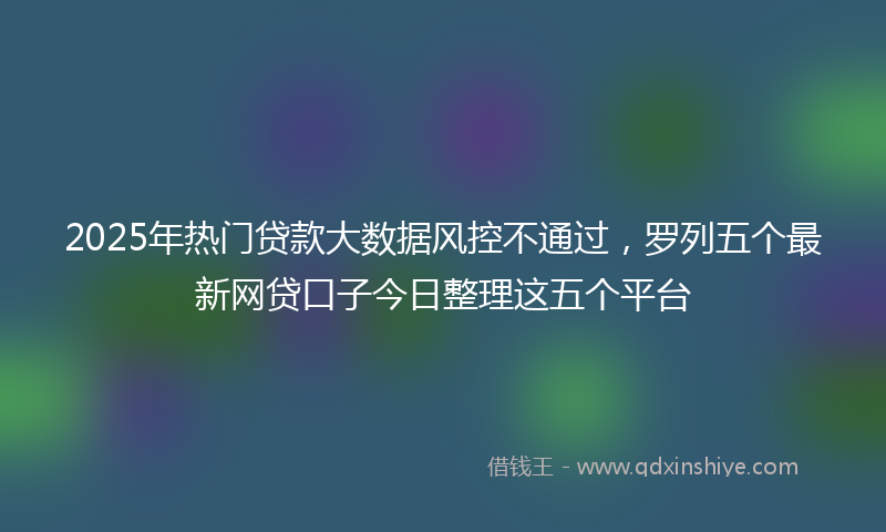 2025年热门贷款大数据风控不通过，罗列五个最新网贷口子今日整理这五个平台