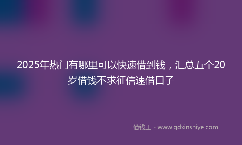2025年热门有哪里可以快速借到钱，汇总五个20岁借钱不求征信速借口子
