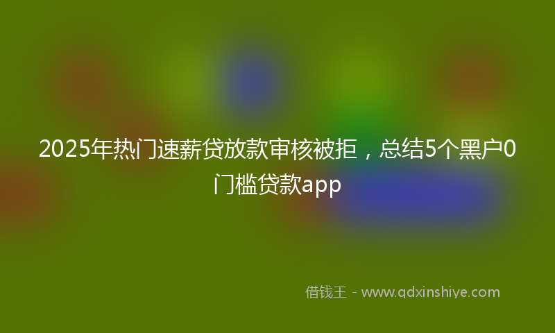 2025年热门速薪贷放款审核被拒，总结5个黑户0门槛贷款app