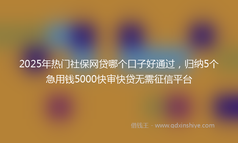 2025年热门社保网贷哪个口子好通过，归纳5个急用钱5000快审快贷无需征信平台