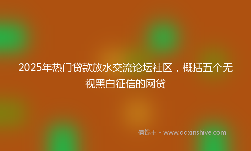 2025年热门贷款放水交流论坛社区，概括五个无视黑白征信的网贷