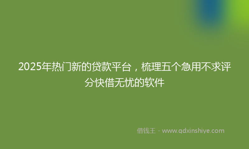 2025年热门新的贷款平台，梳理五个急用不求评分快借无忧的软件