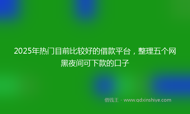 2025年热门目前比较好的借款平台，整理五个网黑夜间可下款的口子