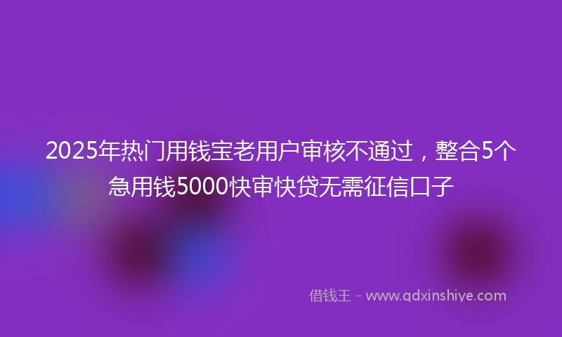 2025年热门用钱宝老用户审核不通过，整合5个急用钱5000快审快贷无需征信口子