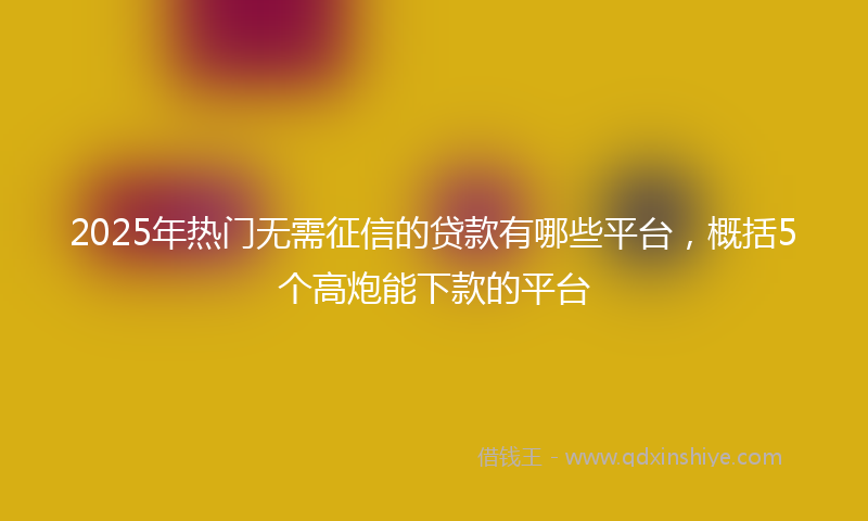 2025年热门无需征信的贷款有哪些平台，概括5个高炮能下款的平台