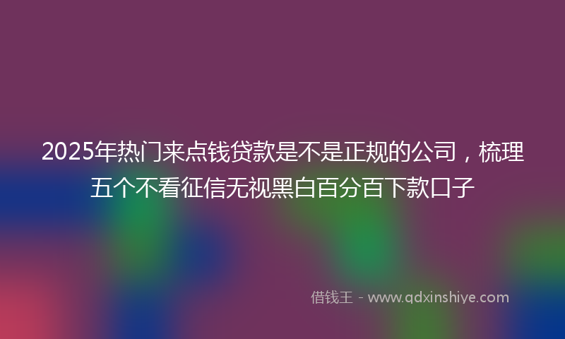 2025年热门来点钱贷款是不是正规的公司，梳理五个不看征信无视黑白百分百下款口子