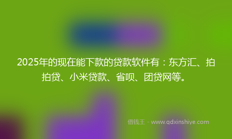 2025年的现在能下款的贷款软件有：东方汇、拍拍贷、小米贷款、省呗、团贷网等。
