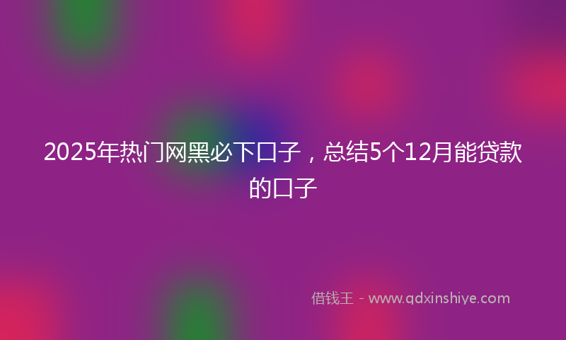 2025年热门网黑必下口子，总结5个12月能贷款的口子