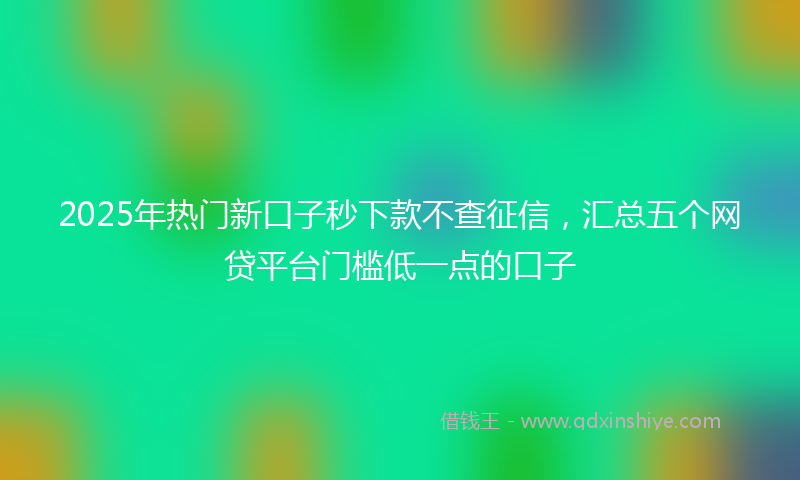 2025年热门新口子秒下款不查征信，汇总五个网贷平台门槛低一点的口子