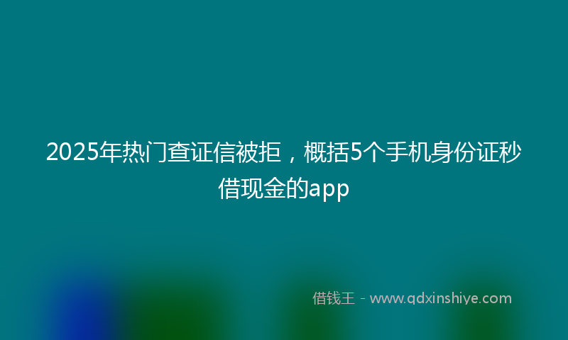 2025年热门查证信被拒，概括5个手机身份证秒借现金的app
