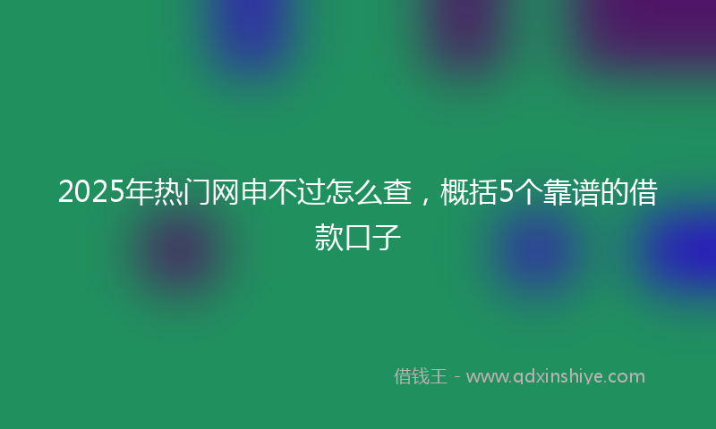 2025年热门网申不过怎么查，概括5个靠谱的借款口子