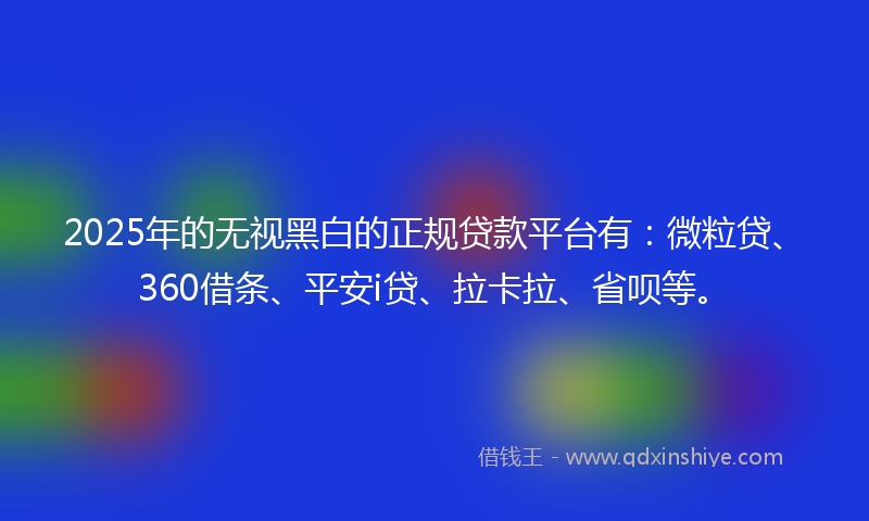2025年的无视黑白的正规贷款平台有：微粒贷、360借条、平安i贷、拉卡拉、省呗等。