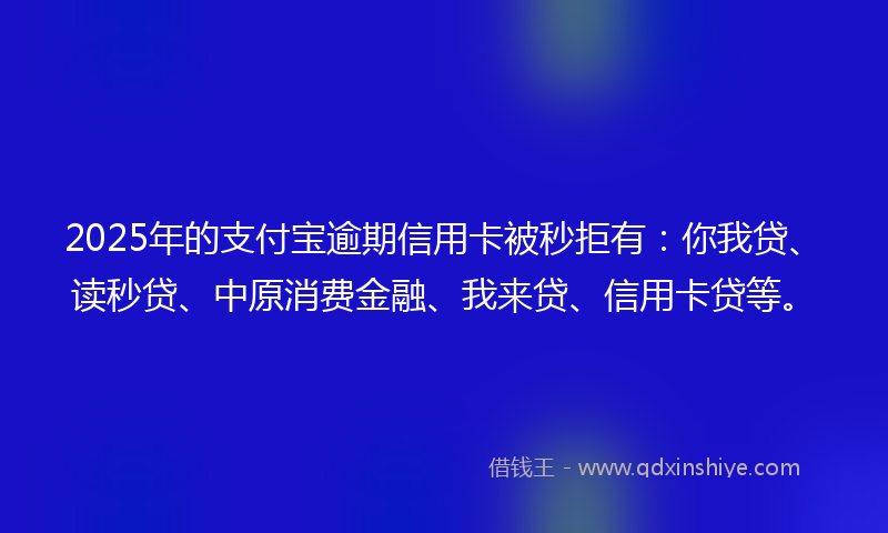 2025年的支付宝逾期信用卡被秒拒有：你我贷、读秒贷、中原消费金融、我来贷、信用卡贷等。