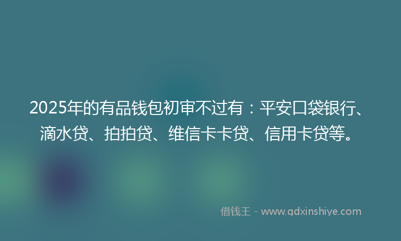 2025年的有品钱包初审不过有：平安口袋银行、滴水贷、拍拍贷、维信卡卡贷、信用卡贷等。
