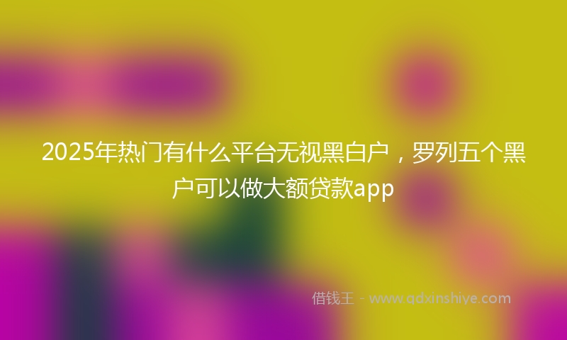 2025年热门有什么平台无视黑白户，罗列五个黑户可以做大额贷款app