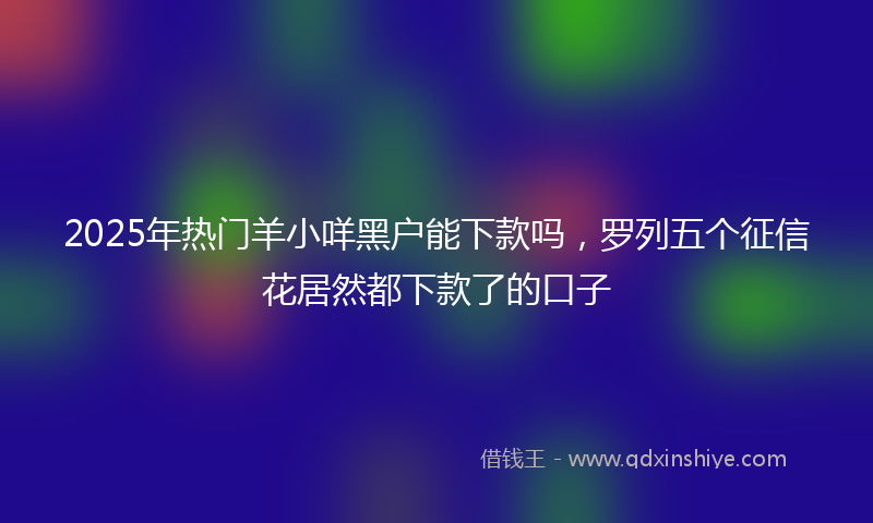 2025年热门羊小咩黑户能下款吗，罗列五个征信花居然都下款了的口子