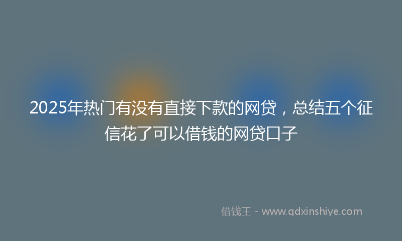2025年热门有没有直接下款的网贷，总结五个征信花了可以借钱的网贷口子