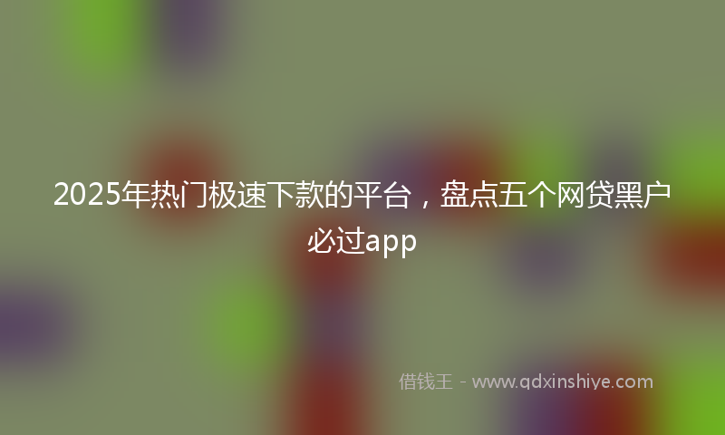 2025年热门极速下款的平台，盘点五个网贷黑户必过app