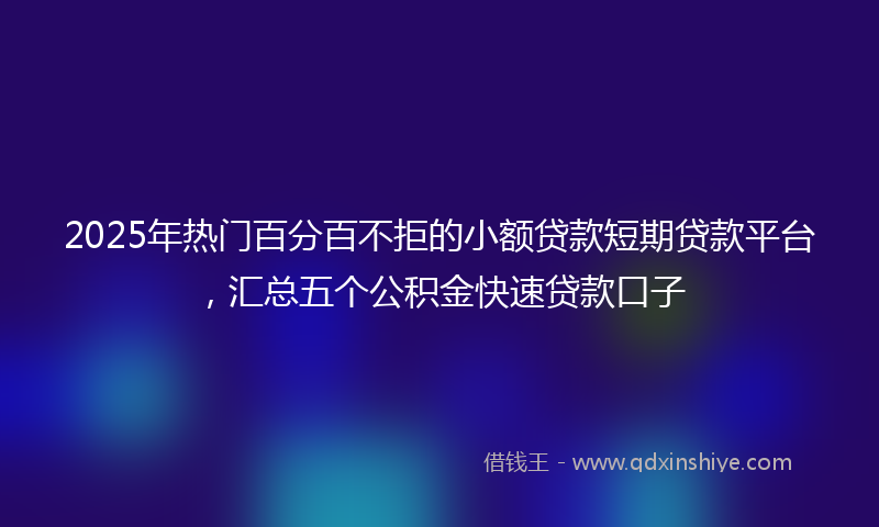 2025年热门百分百不拒的小额贷款短期贷款平台，汇总五个公积金快速贷款口子