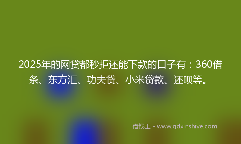 2025年的网贷都秒拒还能下款的口子有：360借条、东方汇、功夫贷、小米贷款、还呗等。