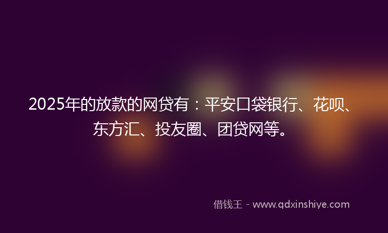 2025年的放款的网贷有：平安口袋银行、花呗、东方汇、投友圈、团贷网等。